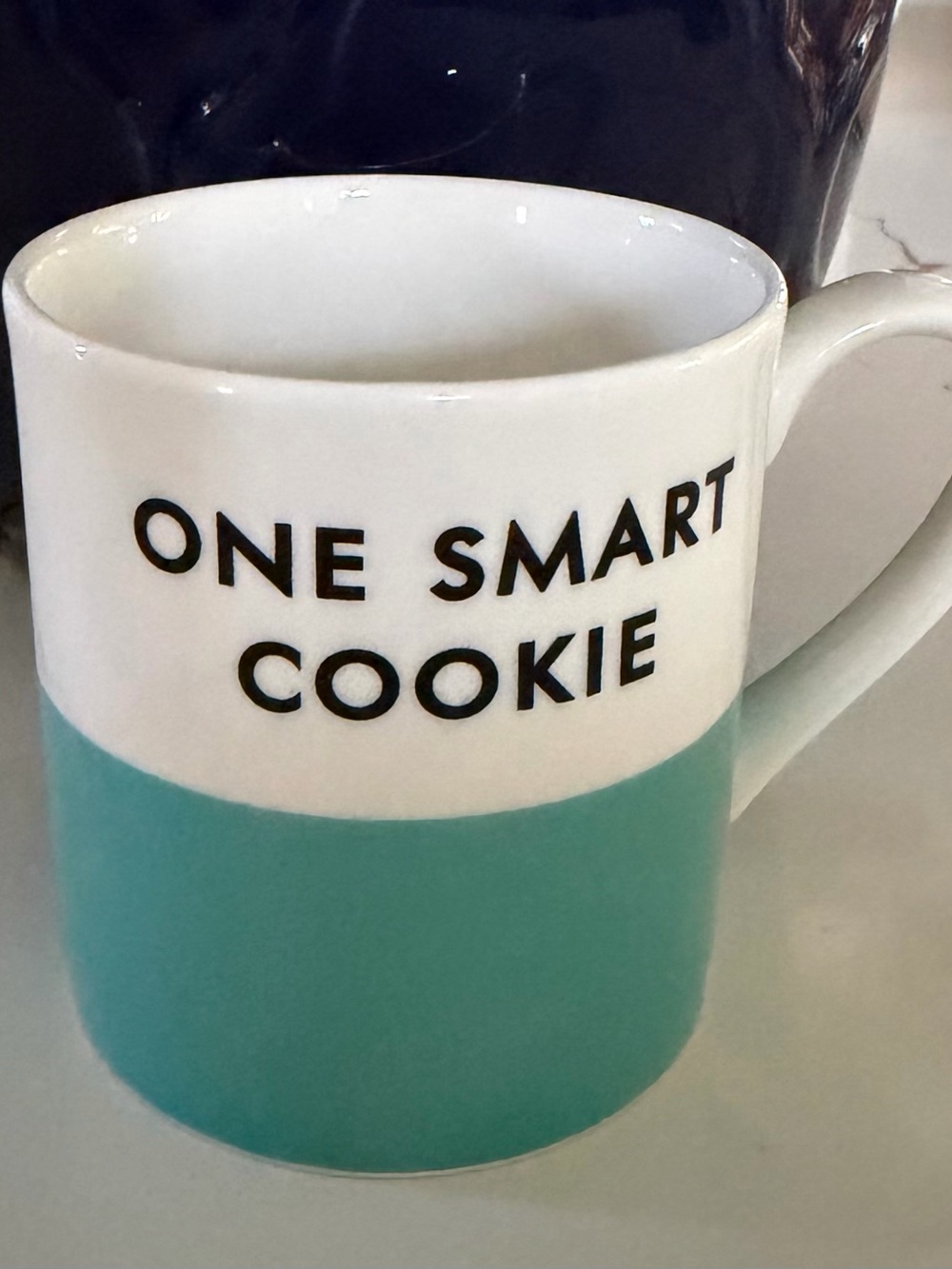 kate spade White and Teal "ONE SMART COOKIE" Ceramic Coffee Mug